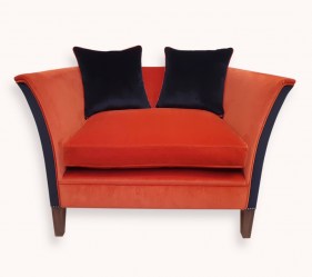 Orange velvet love seat